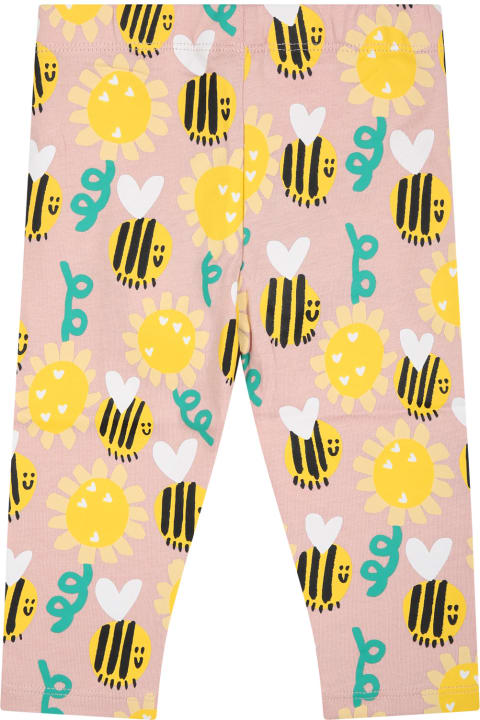 Homeware Stella McCartney Kids Pink Leggings For Baby Girl With All-over Bee Print