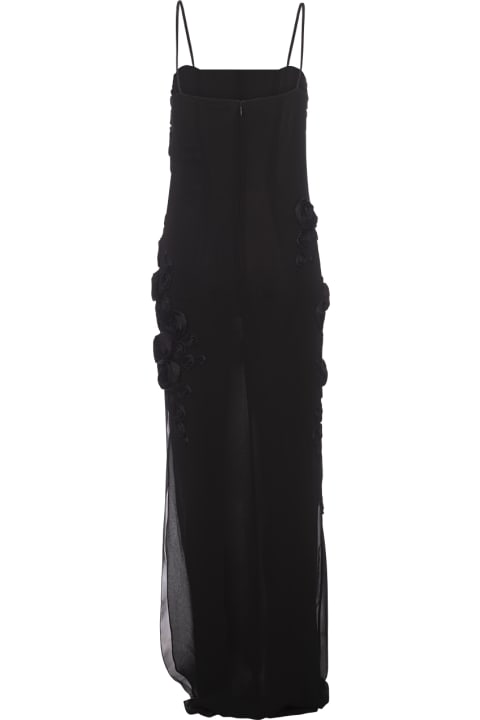 Blumarine for Women Blumarine Long Black Dress With Rose Embroidery