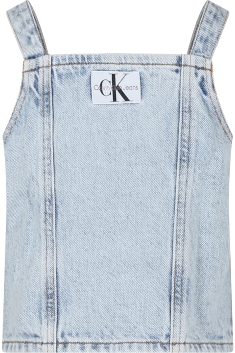 Calvin Klein Topwear for Girls Calvin Klein Blue Top For Girl With Logo