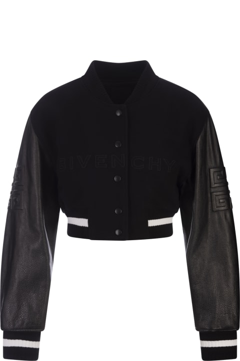 Clothing for Women Givenchy Black Givenchy Short Bomber Jacket In Wool And Leather