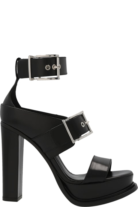 Alexander McQueen Sandals for Women Alexander McQueen Platform Sandal With Buckles In Black And Silver