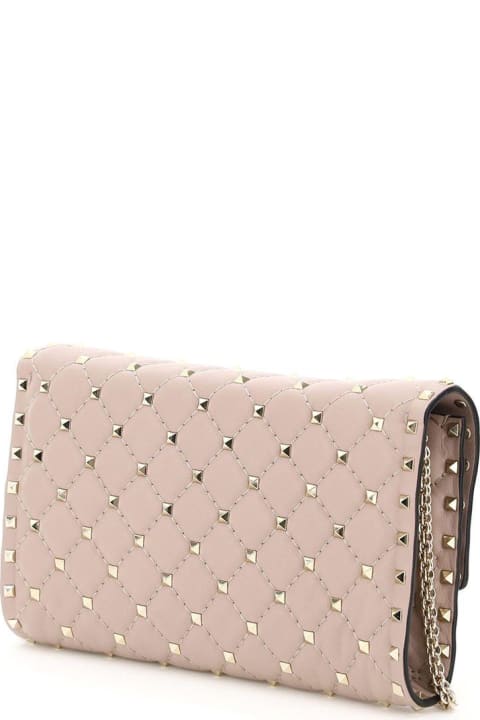 Valentino Garavani Bags for Women Valentino Garavani Antiqued Pink Nappa Leather Rockstud Spike Clutch