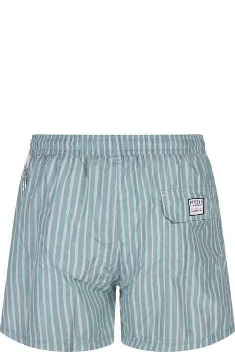 Fedeli for Men Fedeli Green Striped Swim Shorts
