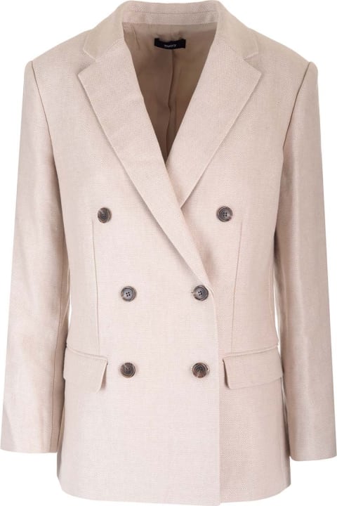 Theory Clothing for Women Theory Double-breasted Blazer In Linen Twill