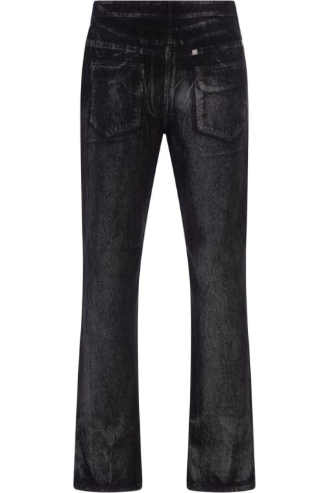 Givenchy Clothing for Men Givenchy Black And Grey Straight Jeans With Reflective Painted Pattern