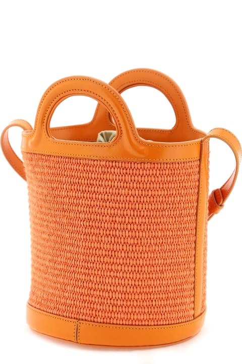 Marni Women Marni Orange Tropicalia Mini Bag In Leather And Raffia