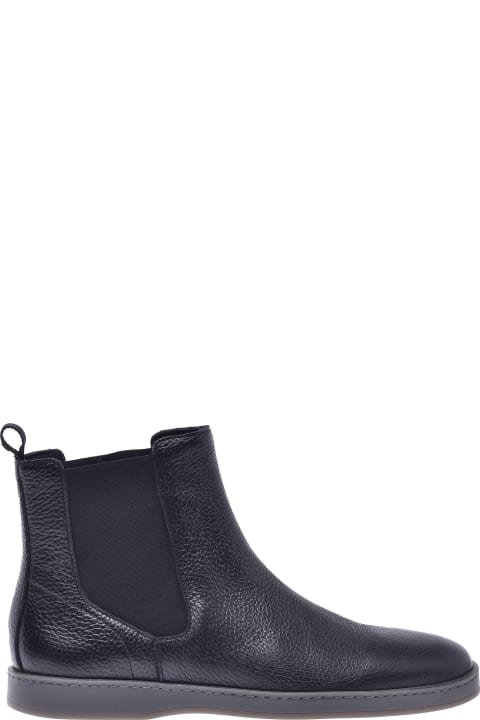 Beatles Ankle Boots In Black Tumbled Calfskin
