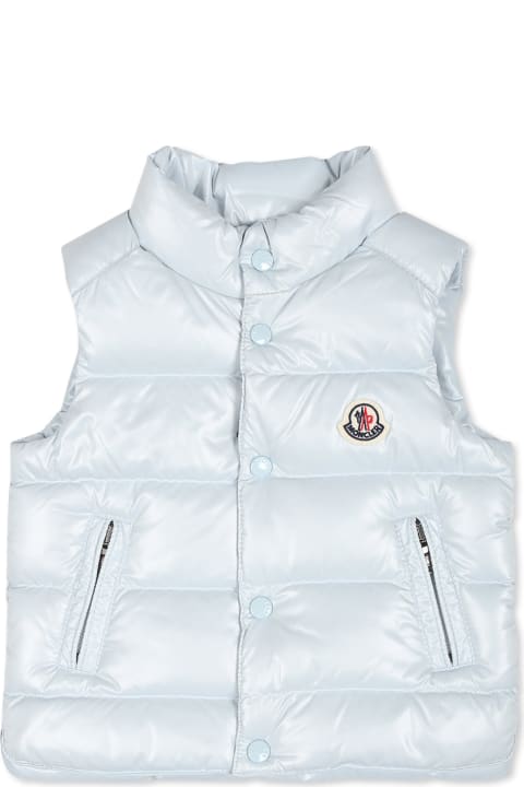 Moncler Coats & Jackets for Baby Girls Moncler Light Blue Vest For Baby Boy With Logo