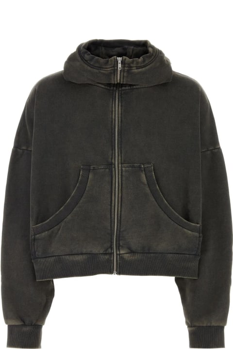 Coats & Jackets for Men Entire Studios Charcoal Cotton Oversize Sweatshirt