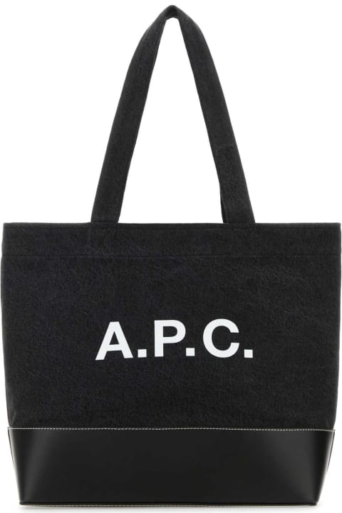 A.P.C. Men A.P.C. Black Denim And Leather Shopping Bag