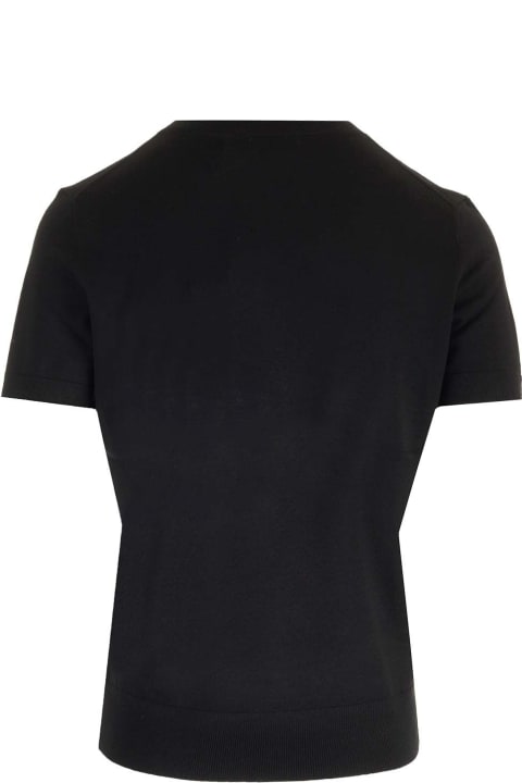 Theory Topwear for Women Theory Black Short-sleeved Wool Sweater