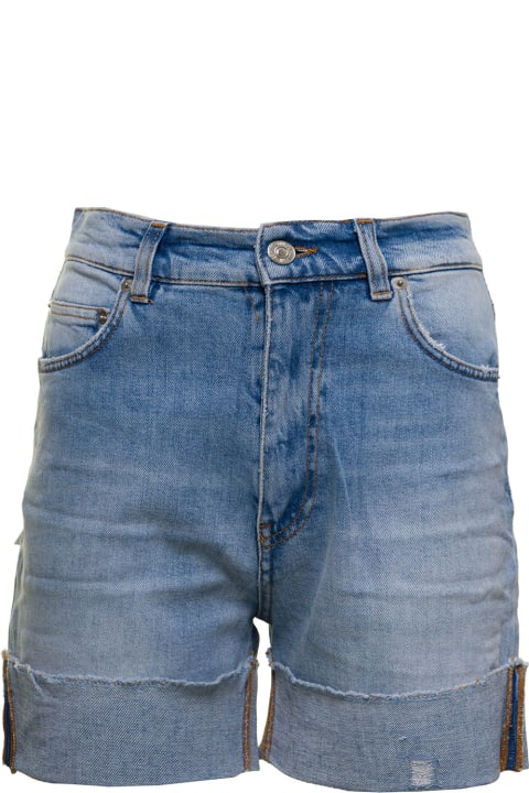 Grifoni Woman's Blue Denim Shorts With Ripped Inserts
