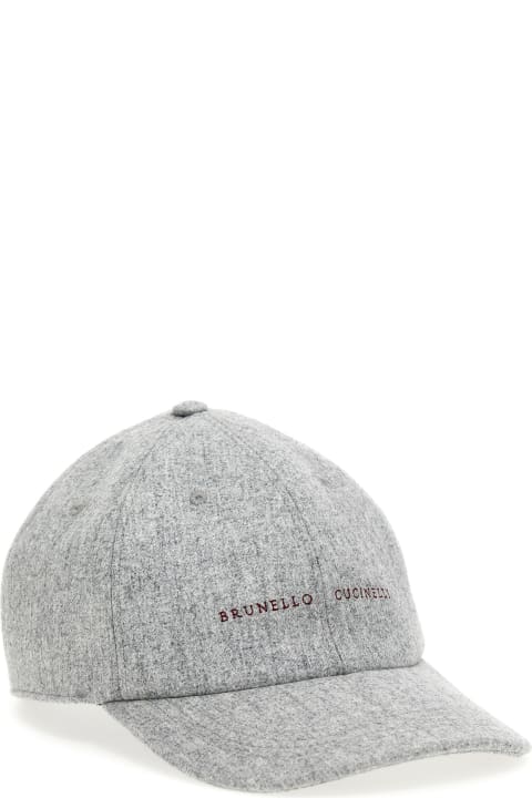 Brunello Cucinelli Hats for Men Brunello Cucinelli Logo Embroidery Cap