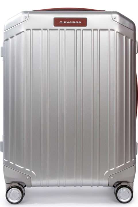 Piquadro for Kids Piquadro Trolley Cabina Slim 4 Ruote In Alluminio E Pelle