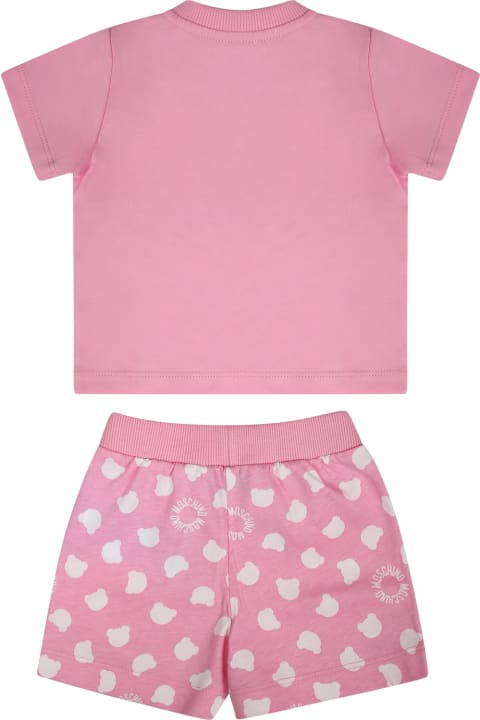 Moschino for Kids Moschino Pink Outfit For Baby Girl With Logo