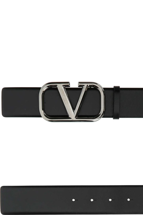 メンズ新着アイテム Valentino Garavani Black Leather Vlogo Belt