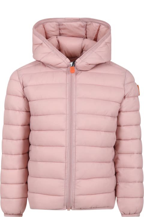 أدوات منزلية Save the Duck Pink Lily Down Jacket For Girl With Logo
