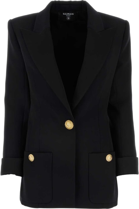 Coats & Jackets for Women Balmain Black Wool Blazer