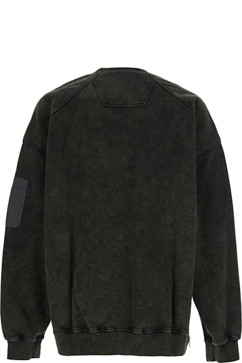 Juun.J for Women Juun.J Khaki Green Crewneck Sweater With Zip Pocket On The Sleeve In Cotton Man