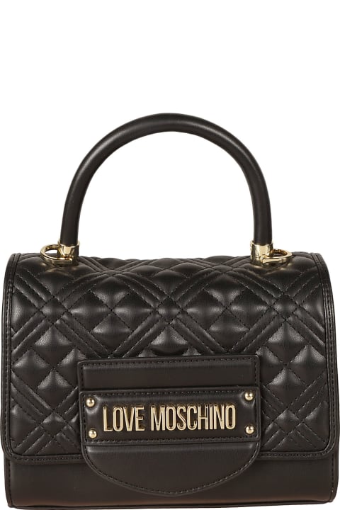 Love Moschino Totes for Women Love Moschino Top Handle Quilted Logo Shoulder Bag