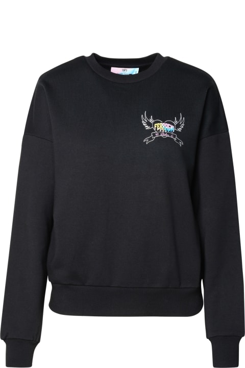 Chiara Ferragni Fleeces & Tracksuits for Women Chiara Ferragni Black Cotton Sweatshirt