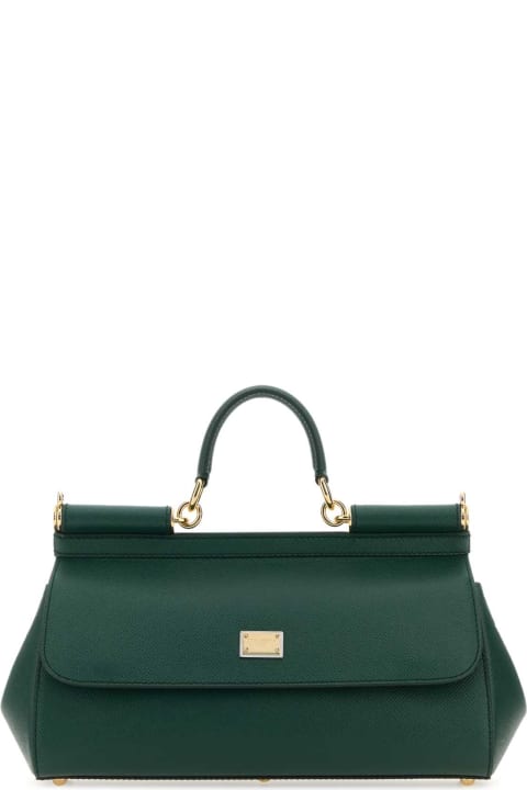 ウィメンズ Dolce & Gabbanaのトートバッグ Dolce & Gabbana Bottle Green Leather Medium Sicily Handbag