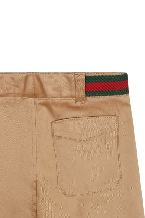 Gucci Bottoms for Baby Boys Gucci Beige Trousers For Baby Boy With Web Detail
