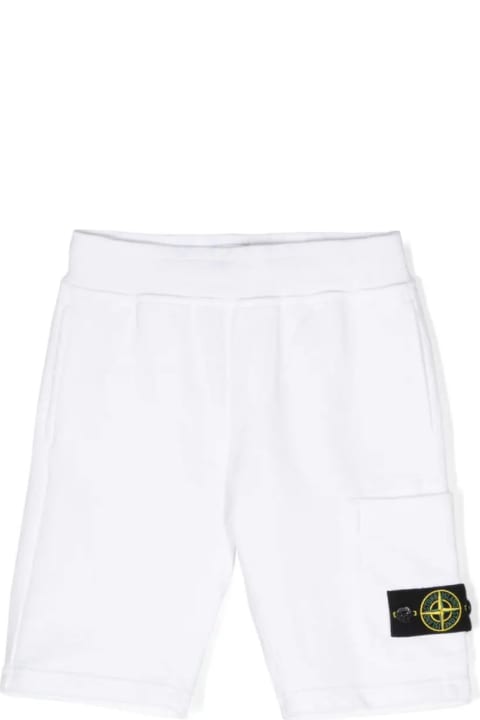 Bottoms for Boys Stone Island White Sports Shorts With Logo