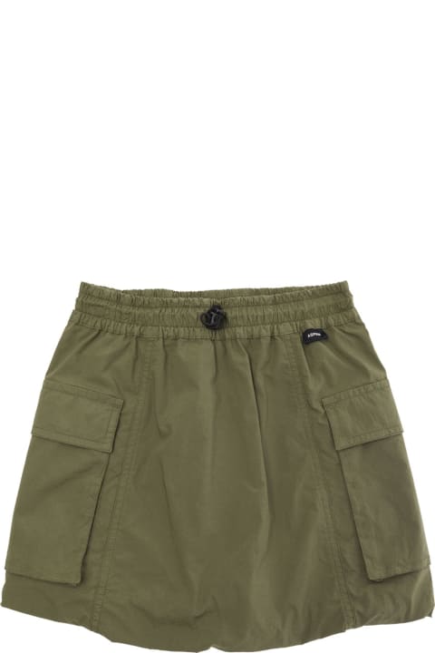 Aspesi Bottoms for Girls Aspesi Olive Green Skirt With Pockets In Cotton Girl