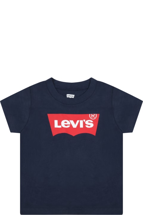 Sale for Baby Girls Levi's Blue T-shirt For Babies With Patch Logo