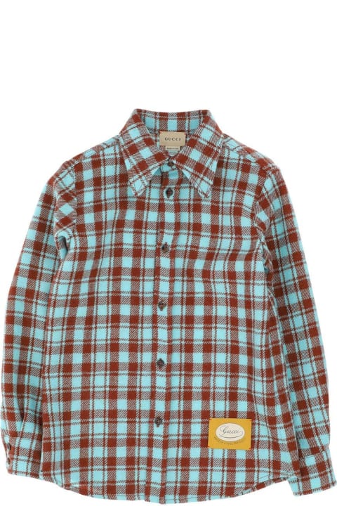 Gucci for Kids Gucci Plaid Pattern Long Sleeved Shirt