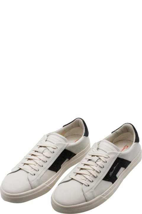 Fashion for Men Santoni Sneaker In Soft Calfskin With Side And Back Inserts In Contrasting Color With Logo Lettering. Closing Laces