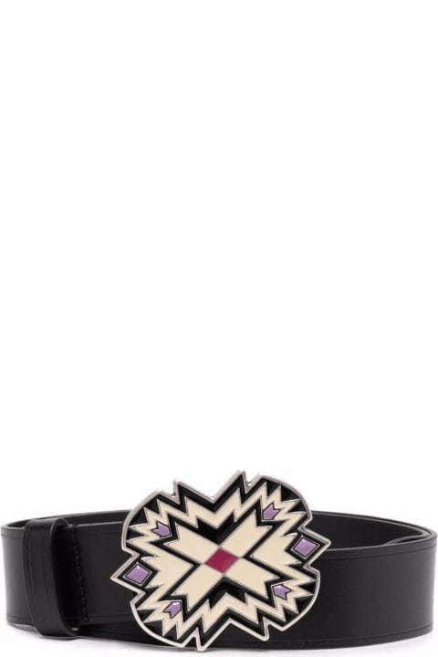 Fashion for Women Isabel Marant Isablel Marant Woman's Black Leather Belt With Decorated Buckle