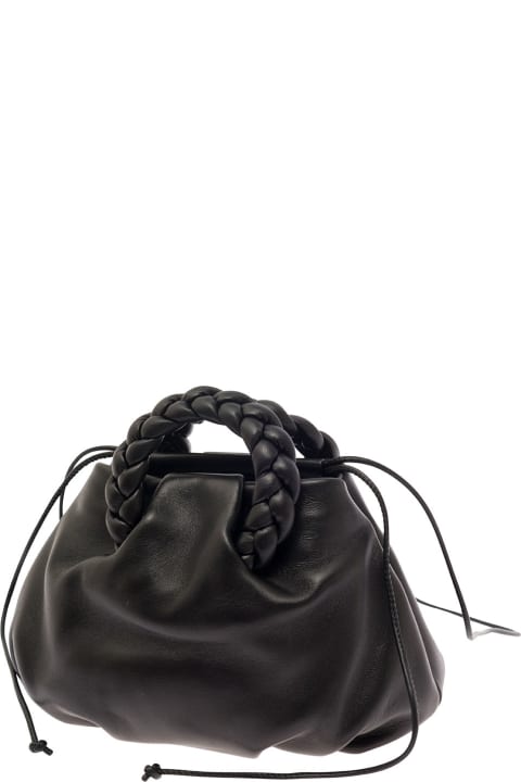 Hereu Women Hereu 'bombon' Black Handbag With Braided Handles In Leather Woman