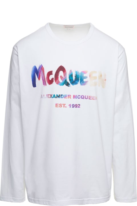 Topwear for Men Alexander McQueen Crewneck Sweatshirt With Multicolor Graffiti Logo Print