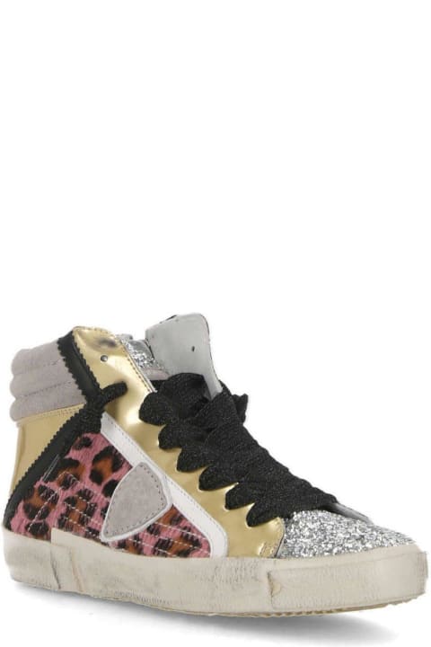 Philippe Model Shoes for Women Philippe Model Prsx Glittered High-top Sneakers