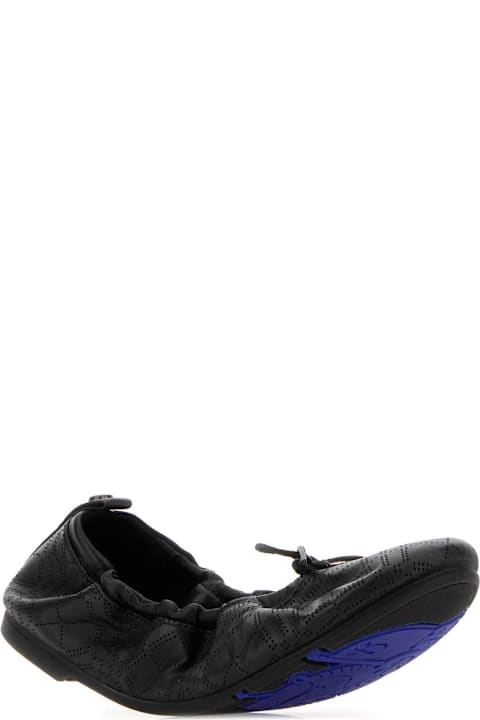 Burberry Black Leather Fawn Ballerinas