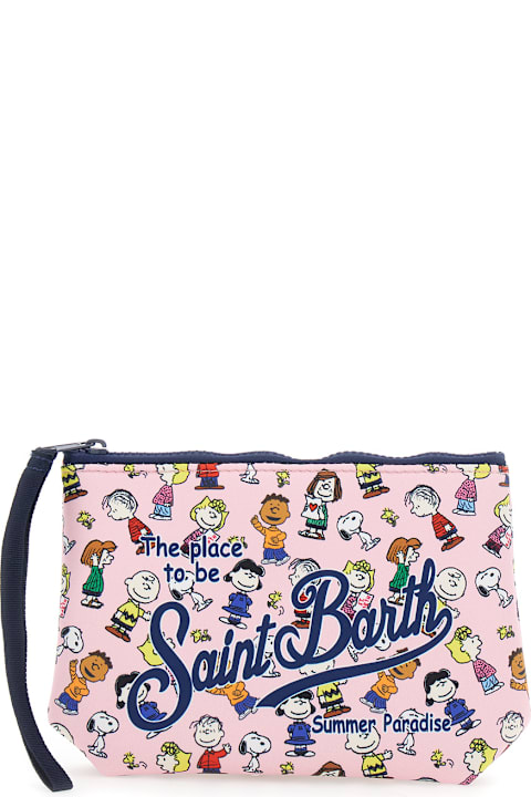 MC2 Saint Barth لـ Kids MC2 Saint Barth 'aline' Pink Clutch With Logo Lettering On The Front And All-over Print In Tech Fabric Girl