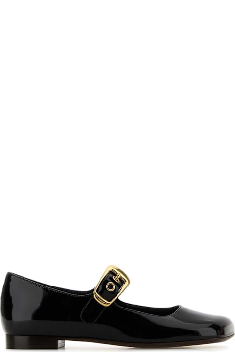 Chloé أحذية مسطحة لـ السيدات Chloé Black Leather Ballerinas