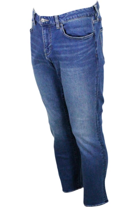 Armani Collezioni Kids Armani Collezioni Skinny Jeans In Soft Stretch Denim With Contrasting Stitching And Leather Tab. Zip And Button Closure