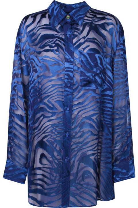 Roberto Cavalli ملابس علوية لـ السيدات Roberto Cavalli Bluette Devorã© Velvet Shirt