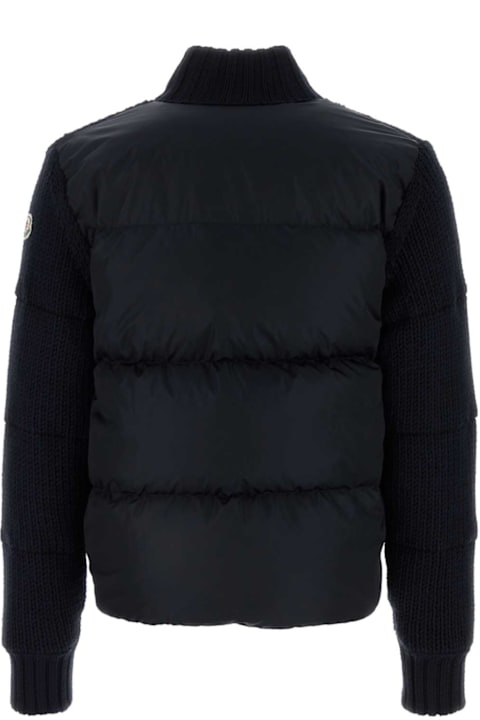 Clothing Sale for Men Moncler Dark Blue Wool Down Jacket