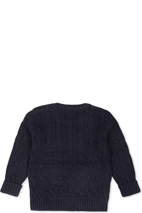 ベビーガールズ Ralph Laurenのニットウェア＆スウェットシャツ Ralph Lauren Blue Sweater For Baby Boy With Horse