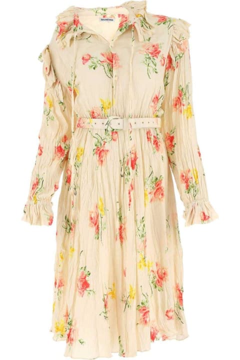 Homeware Balenciaga Vintage Flower Offshoulder Dress