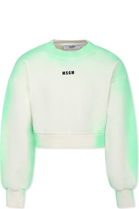 Topwear for Girls MSGM Pink Crop Sweatshirt For Girl With Logo