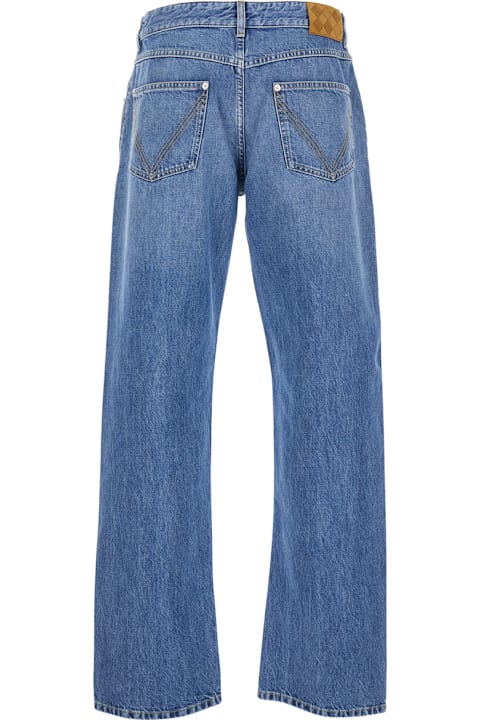 أدوات منزلية Bottega Veneta Blue Five Pocket Jeans With Back Logo Patch In Denim Man