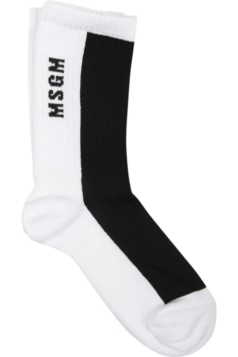 ボーイズ MSGMのアンダーウェア MSGM Black Socks For Girl With Logo