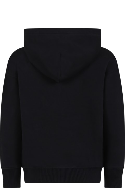 ボーイズ トップス Off-White Black Hooded Sweatshirt For Boy With Logo