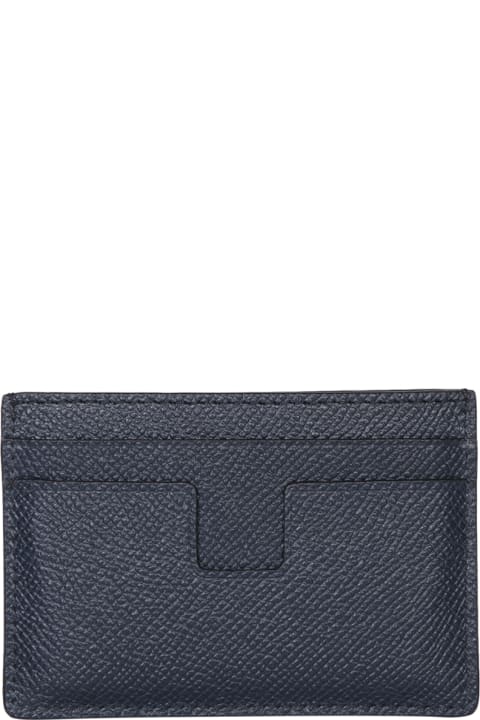 Accessories for Men Tom Ford Small Grain 4 Slots Blue Cardholder