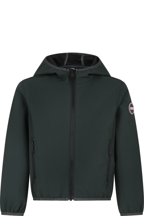 Coats & Jackets for Boys Colmar Green Windbreaker For Boy With Logo